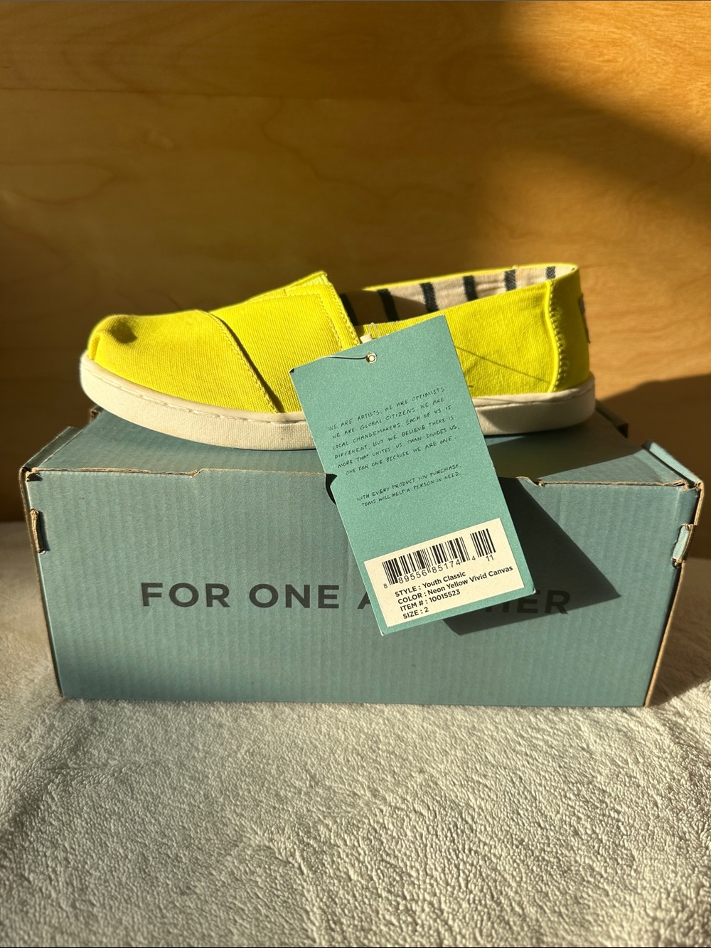Toms Kids Slip-On Sneakers in Bright Yellow Canvas